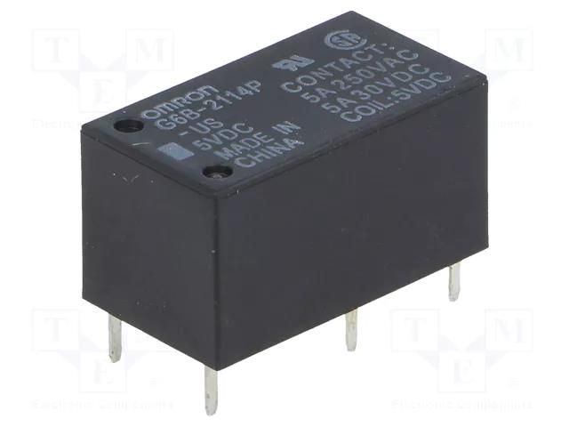 Relay: electromagnetic; SPST-NO + SPST-NC; Ucoil: 5VDC; 5A/250VAC OMRON Electronic Components G6B-2114P-US-5DC