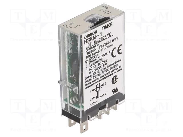 Timer; 0,1s÷10min; SPDT; 250VAC/3A; 12VDC; H3RN; socket; -10÷55°C OMRON H3RN-1/12VDC