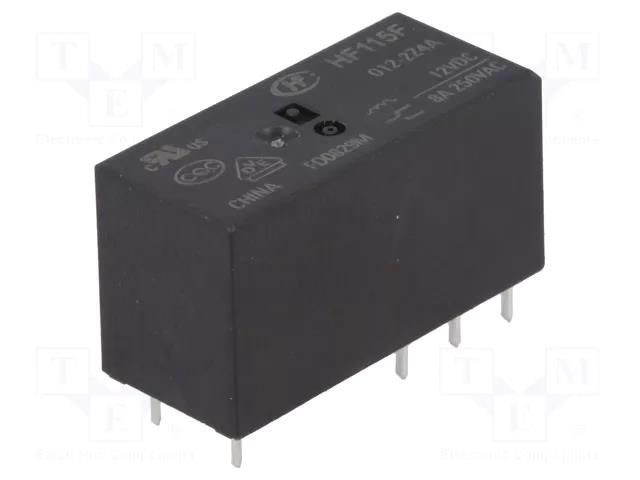 Relay: electromagnetic; DPDT; Ucoil: 12VDC; 8A; 8A/250VAC; 8A/24VDC HONGFA RELAY HF115F/012-2Z4A