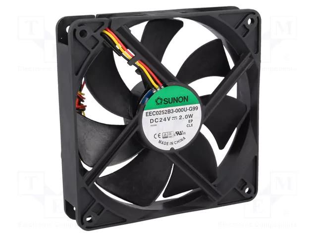 Fan: DC; axial; 24VDC; 120x120x25mm; 127.5m3/h; 34dBA; ball; 24AWG SUNON EEC0252B3-G99