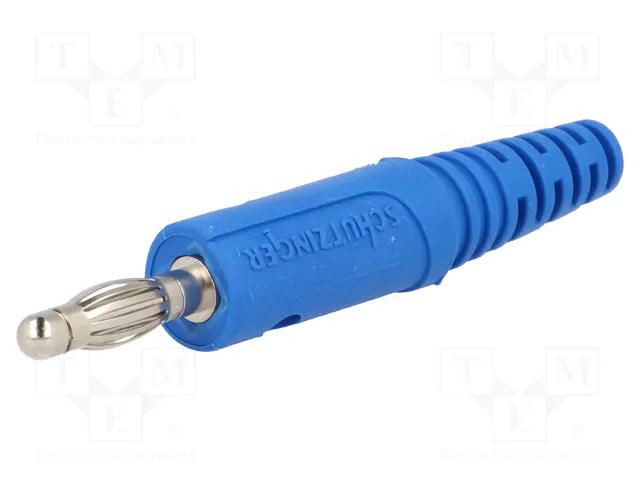 Connector: 4mm banana; plug; 10A; 33VAC; 70VDC; blue; nickel plated SCHÜTZINGER FK82S-BL
