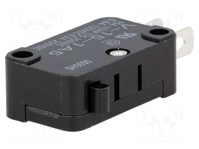 Microswitch SNAP ACTION; 15A/250VAC; 0.6A/125VDC; without lever OMRON Electronic Components V-15-1A5