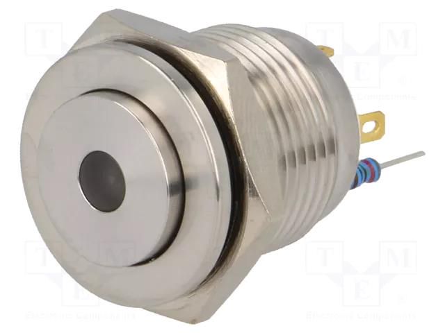 Switch: vandal resistant; Pos: 2; SPST-NO; 2A/36VDC; IP65; OFF-(ON) ONPOW V16-10S-12Y-S
