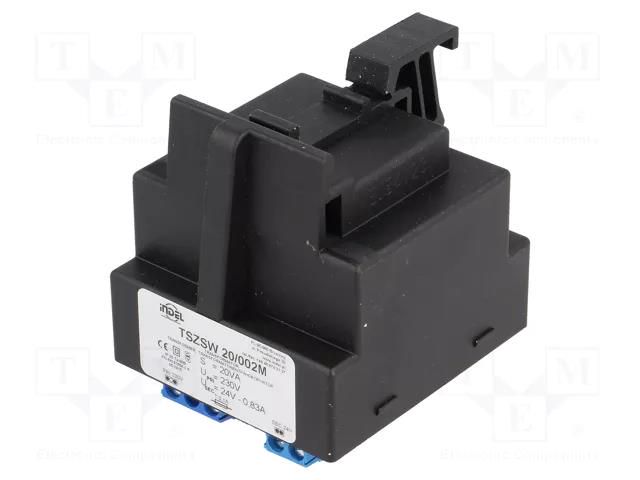 Transformer: mains; 20VA; 230VAC; 24V; 0.83A; Leads: terminal block INDEL TSZSW20/002M
