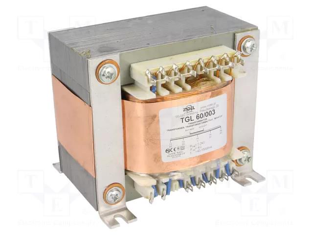 Transformer: speaker; 60VA; Sec.winding imped: 4Ω; 0.04÷15kHz INDEL TGL60/003