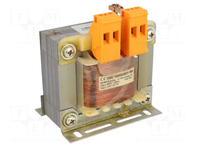 Transformer: mains; 100VA; 400VAC; 24V; Leads: terminal block; IP00 INDEL TMB100/400/24V