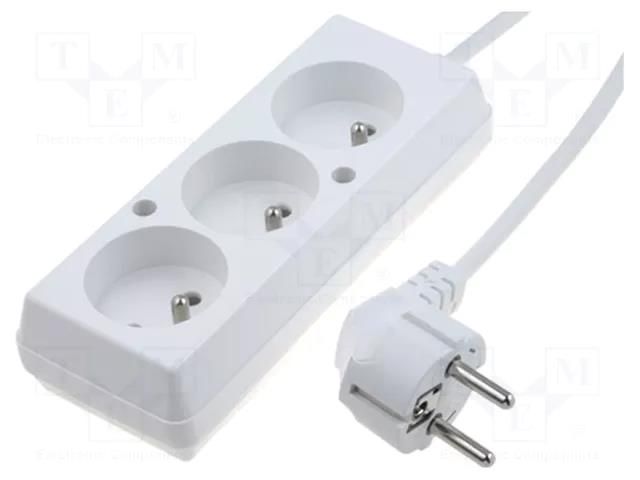 Extension lead; 3x1.5mm2; Sockets: 3; PVC; white; 10m; 16A JONEX PS-370/1.5-10.0