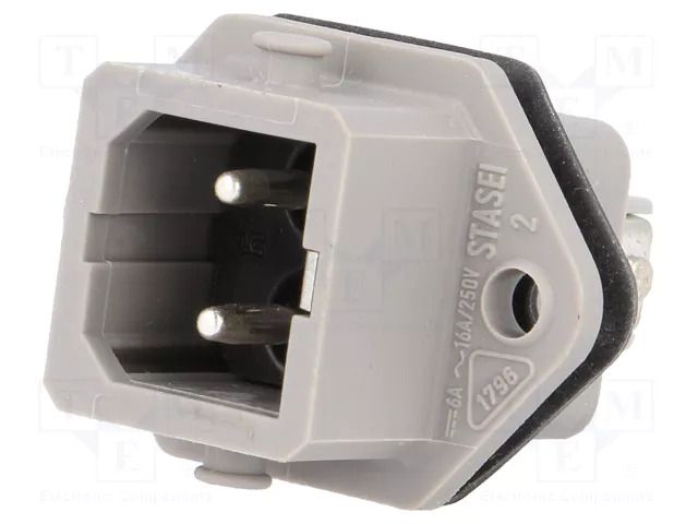 Connector: rectangular; ST; socket; male; PIN: 2; tinned; IP54; 16A HIRSCHMANN STASEI-2