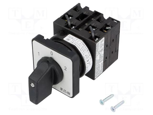 Switch: reversing cam switch; Stabl.pos: 3; 20A; 1-0-2; Poles: 3 EATON ELECTRIC T0-3-8401/E