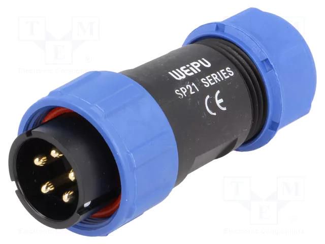 Plug; SP21; male; PIN: 5; IP68; 7÷12mm; 30A; soldering; for cable WEIPU SP2110/P5