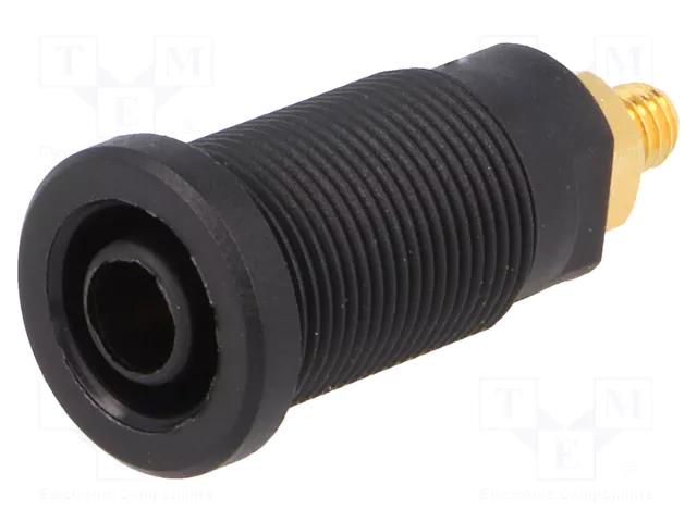 Connector: 4mm banana; socket; 32A; black; gold-plated; 32mm SCHÜTZINGER SEB6445AU-SW