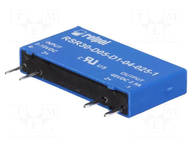 Relay: solid state; Ucntrl: 3÷10VDC; Icntrl max: 12mA; 2.5A RELPOL RSR30D05D1040251