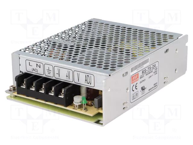 Power supply: switching; for building in,modular; 75W; 24VDC MEAN WELL RS-75-24