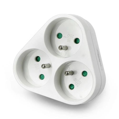 Triple splitter for AC 230V power socket - 3 round ZAS-06924 5901436722366