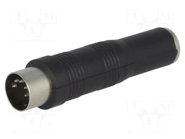 Adapter; DIN 5pin plug,Jack 6,3mm socket; 180°,stereo; PIN: 5 NINIGI JC63G-DIN5W