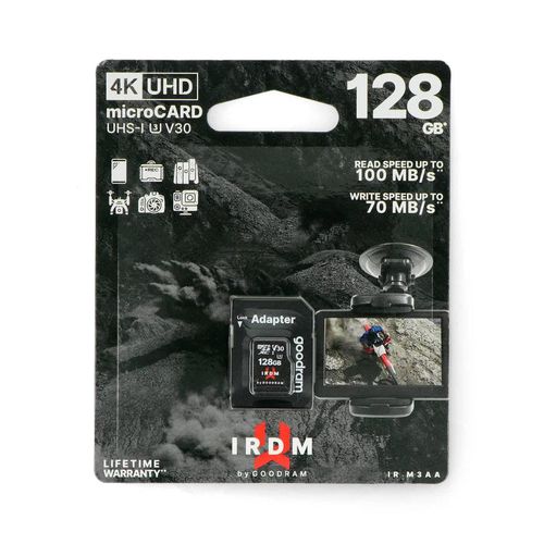 Memory card Goodram IR-M3AA microSD 128GB 100MB/s UHS-I class U3 with adapter GDR-18116 5908267930328