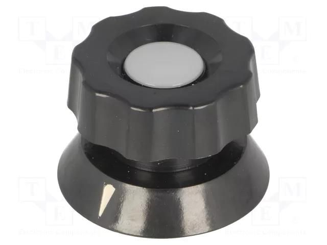 Knob; with pointer; bakelite; Øshaft: 6mm; Ø38x28mm; black MENTOR G475.61