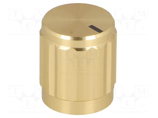 Knob; with pointer; aluminium,thermoplastic; Øshaft: 6mm; golden SR PASSIVES GZ6M-14X16