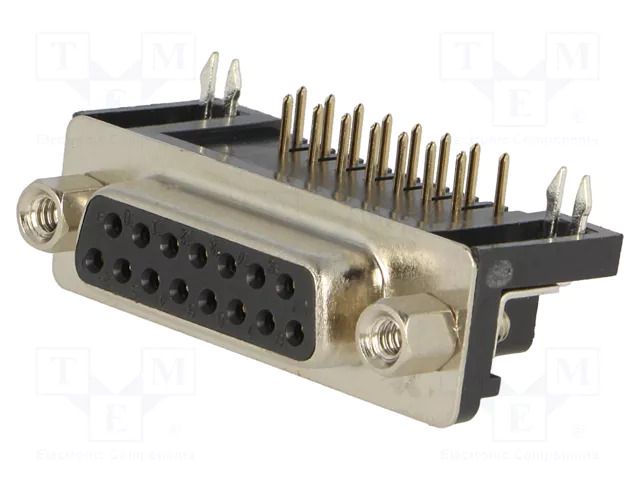 Connector: D-Sub; PIN: 15; socket; female; angled 90°; THT; UNC 4-40 CONNFLY DHP9-15F
