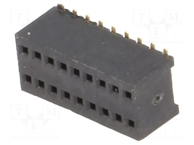 Connector: pin strips; socket; female; PIN: 18; straight; SMT; 2x9 CONNFLY DS1065-10-2X9S8BS