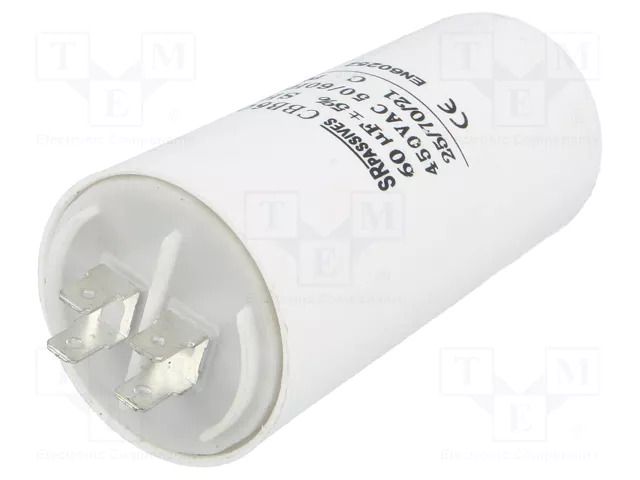 Capacitor: polypropylene; motors, run; 60uF; 450V; Ø50x106mm; ±5% SR PASSIVES CBB60E-60/450