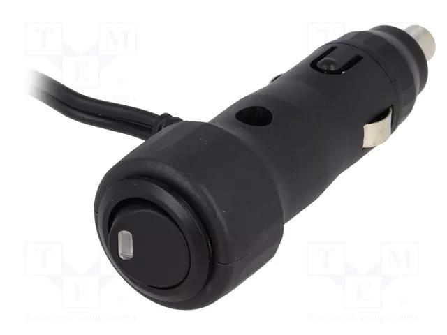 Cigarette lighter plug; Sup.volt: 7÷12VDC; Inom: 8A; 12V/8A; black SCI A13-54