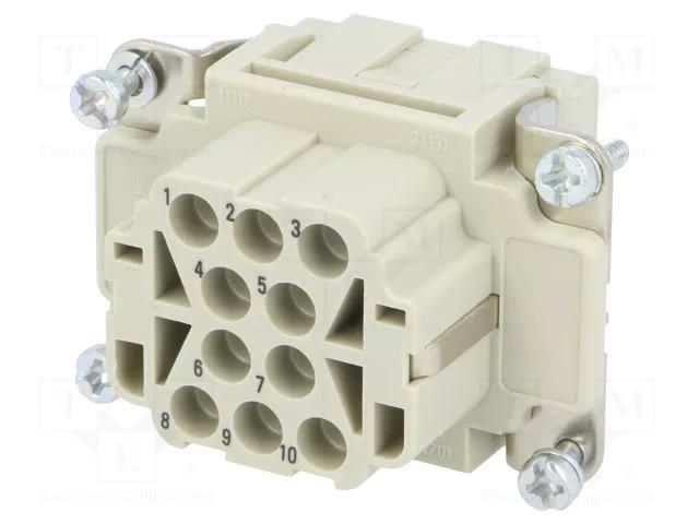 Connector: HDC; contact insert; female; 16A; 500V; Han® EE; PIN: 10 HARTING 09320103101