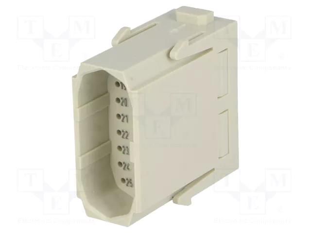 Connector: HDC; module; male; 4A; 50V; Han-Modular®; PIN: 25; crimped HARTING 09140253001