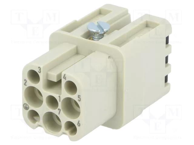 Connector: HDC; contact insert; female; 10A; 250V; Han® D; PIN: 8 HARTING 09210072732