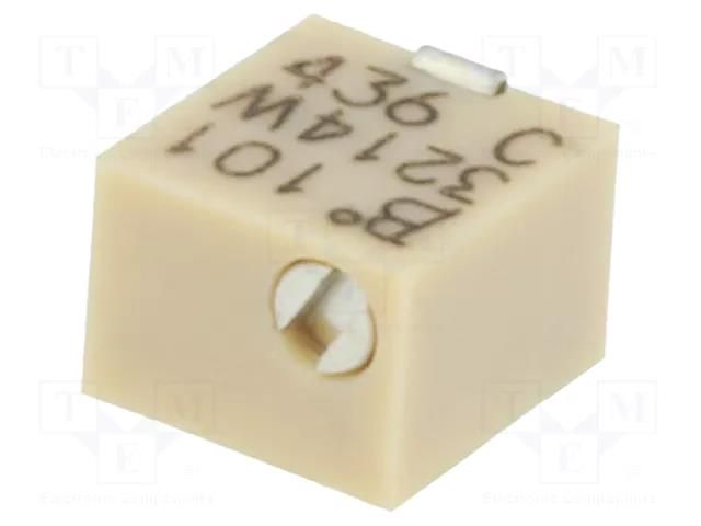 Potentiometer: mounting; vertical,multiturn; 100Ω; 250mW; SMD BOURNS 3214W-1-101E