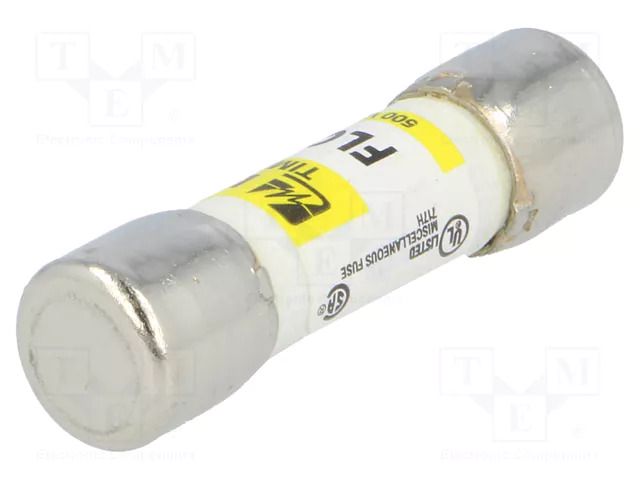 Fuse: fuse; 10A; 500VAC; time-lag; ceramic,cylindrical,industrial LITTELFUSE 0FLQ010.T