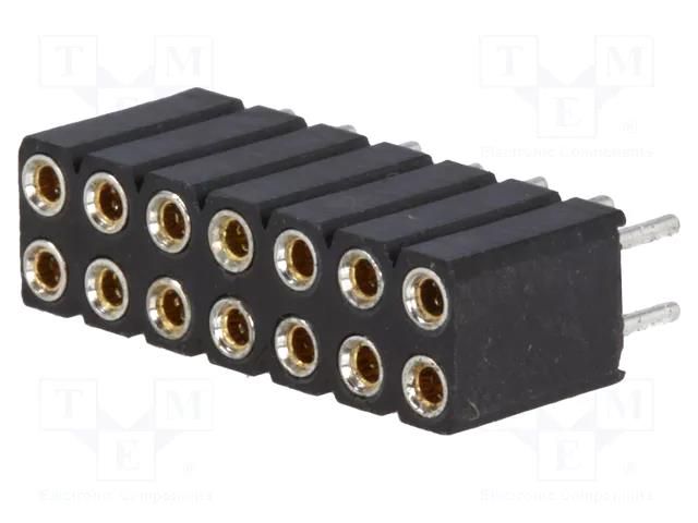 Connector: pin strips; socket; female; PIN: 14; straight; THT; 2x7 CONNFLY ZL307-2X7