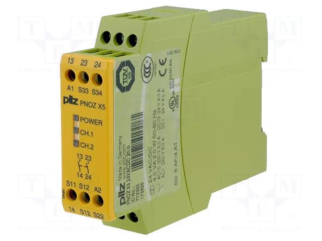 Module: safety relay; 24VAC; 24VDC; OUT: 2; for DIN rail mounting PILZ PZ-774325