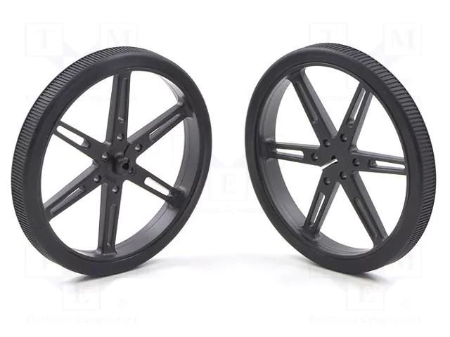 Wheel; black; Shaft: D spring; push-in; Ø: 80mm; Shaft dia: 3mm POLOLU POLOLU-1430