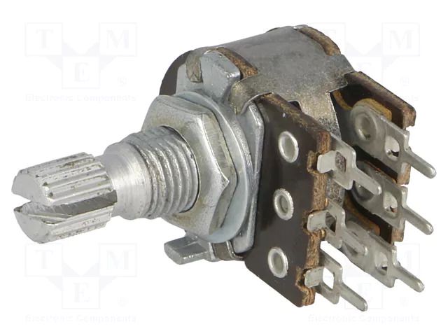 Potentiometer: shaft; single turn; 2.2kΩ; 100mW; ±20%; 6mm; stereo TELPOD PRP162G-2K2-A