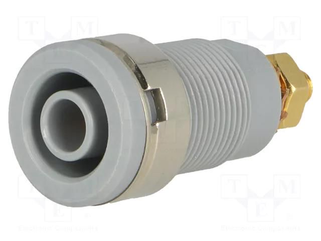 Connector: 4mm banana; socket; 32A; grey; gold-plated; 32mm SCHÜTZINGER SEB6445AU-GR