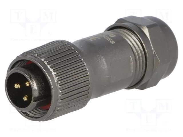 Connector: circular; plug; male; PIN: 3; IP67; ST12; 5÷8mm; 13A; 250V WEIPU ST1210/P3