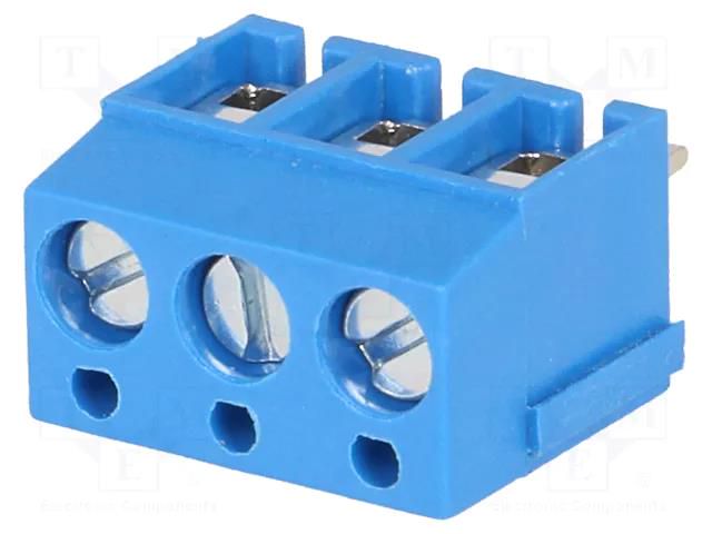 PCB terminal block; angled 90°; 5mm; ways: 3; on PCBs; 2.5mm2; 16A NINIGI TB-5.0-P-3P1-BL