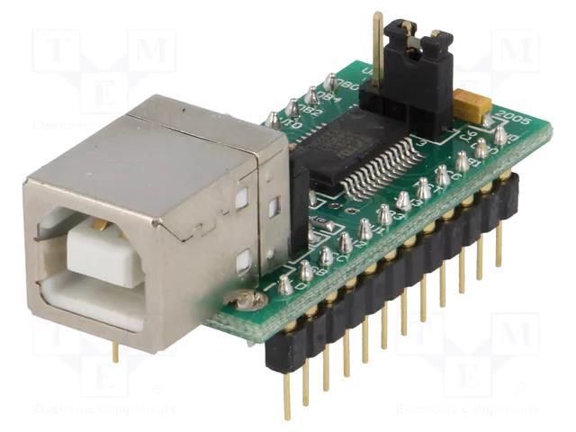 Module: USB; UART; -40÷85°C; 3.3÷5.25VDC; pin strips,USB B FTDI UM232R