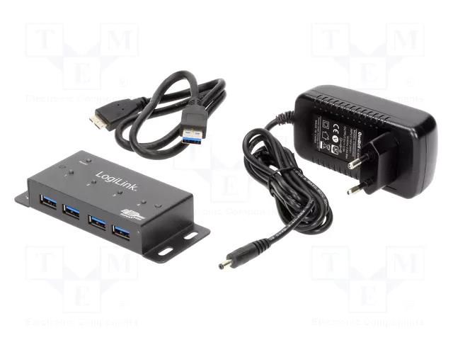 Hub USB; DC,USB A socket x4,USB B micro socket; USB 3.0; 5Gbps LOGILINK UA0149