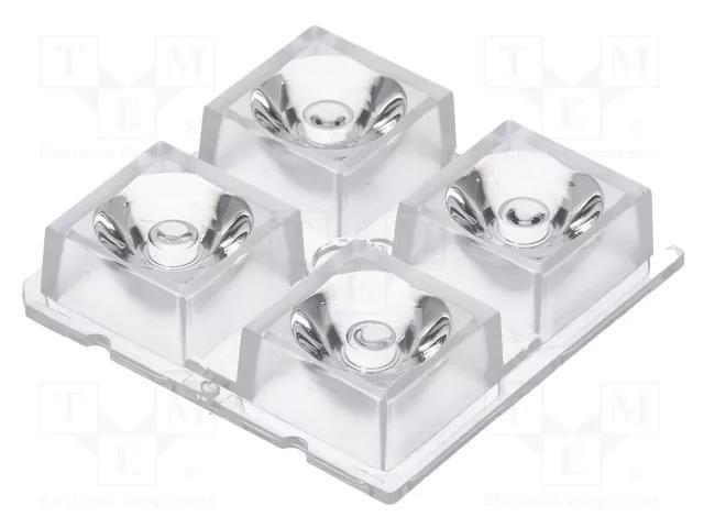 LED lens; square; transparent; 11÷18°; H: 10mm; Body dim: 50x50mm LEDIL C14541