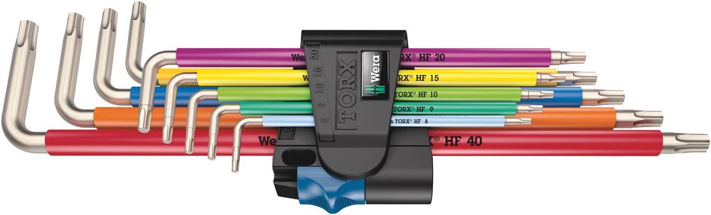 3967/9 TX SXL Multicolour HF Stainless 1 L-key set with holding function, stainless, 1 x TX 8x90; 1 x TX 9x101; 1 x TX 10x112; 1 x TX 15x123; 1 x TX 20x137; 1 x TX 25x154; 1 x TX 27x172; 1 x TX 30x195; 1 x TX 40x224, Wera 05022689001