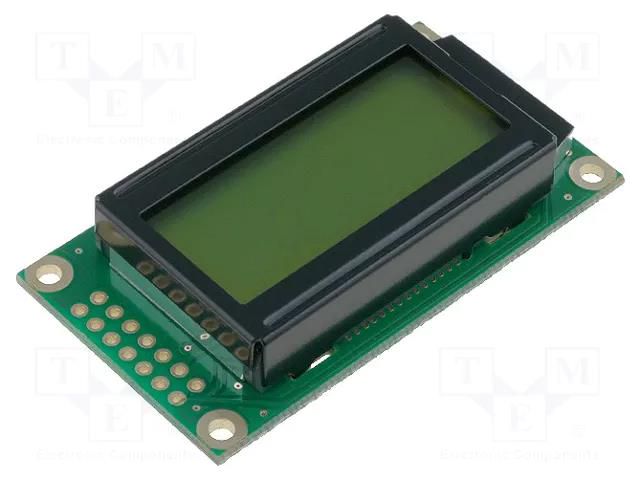 Display: LCD; alphanumeric; STN Positive; 8x2; yellow-green; LED RAYSTAR OPTRONICS RC0802A-YHW-ESV
