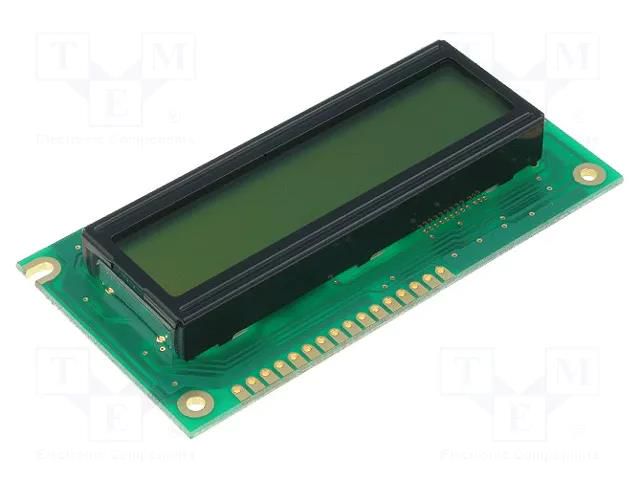 Display: LCD; alphanumeric; STN Positive; 16x2; yellow-green; LED RAYSTAR OPTRONICS RC1602A-YHW-ESV