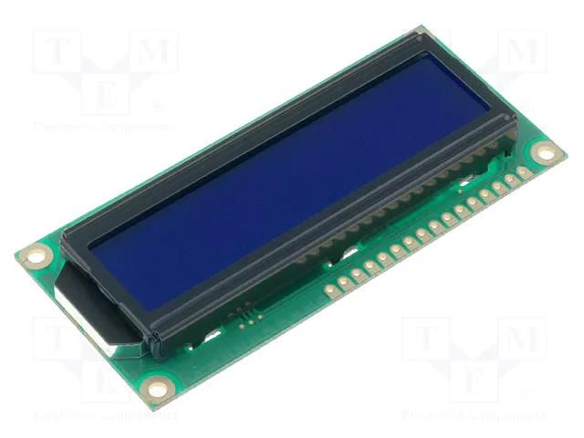 Display: LCD; alphanumeric; STN Negative; 16x2; blue; 80x36x10mm RAYSTAR OPTRONICS RC1602B2-BIW-CSV