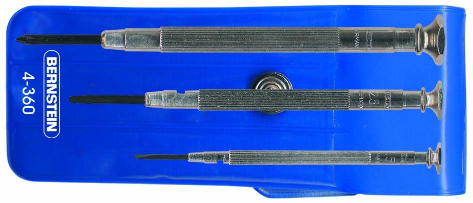 3-piece watchmaker´s screwdriver set, metall, in a plastic wallet 4-360