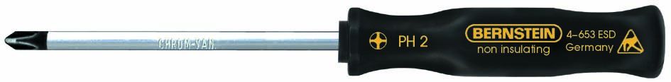 Cross-recess screwdriver, size 1,  with dissipative special-square pattern handle, blade length 80 mm 4-652