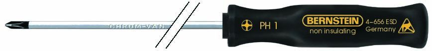 Cross-recess screwdriver, size 1,  with dissipative special-square pattern handle, blade length 300 mm 4-656
