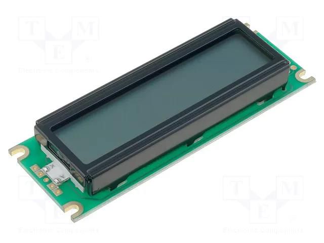 Display: LCD; alphanumeric; STN Positive; 16x2; grey; 85x30x13.2mm RAYSTAR OPTRONICS RC1602D-GHY-ESX