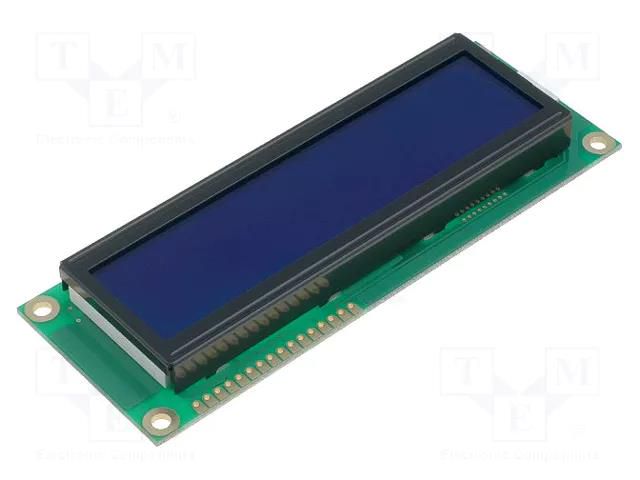 Display: LCD; alphanumeric; STN Negative; 16x2; blue; LED; PIN: 16 RAYSTAR OPTRONICS RC1602E-BIY-ESV